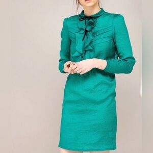 NWT Ghospell Elegant Green Long Sleeve Dress